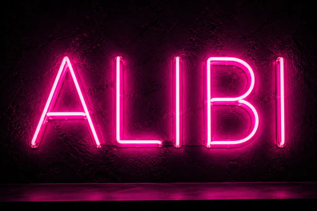 Alibi neon sign